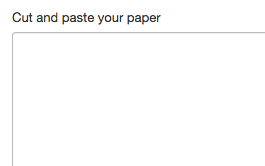 Screenshot of field where you cut and paste your paper to submit